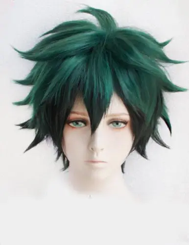 

Anime My Boku no Hero Academia Izuku Midoriya Short Green Black Heat Resistant Cosplay Costume Wig Gifts New