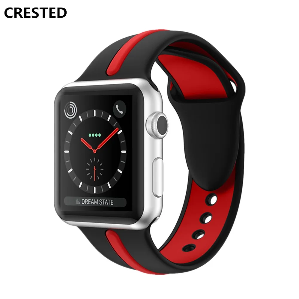 

CRESTED sport strap For apple watch band 42mm/38mm iwatch series 3 2 1 rubber bracelet wrist bands belt smatwatch Accessories