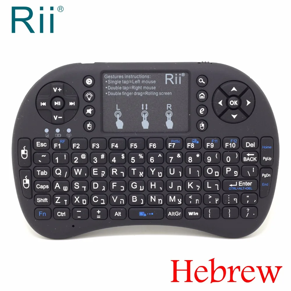 

Original Rii i8+ Hebrew/English Mini 2.4G Wireless Keyboard+Air Mouse+Touchpad+Backlit for IPTV/PC/Laptop