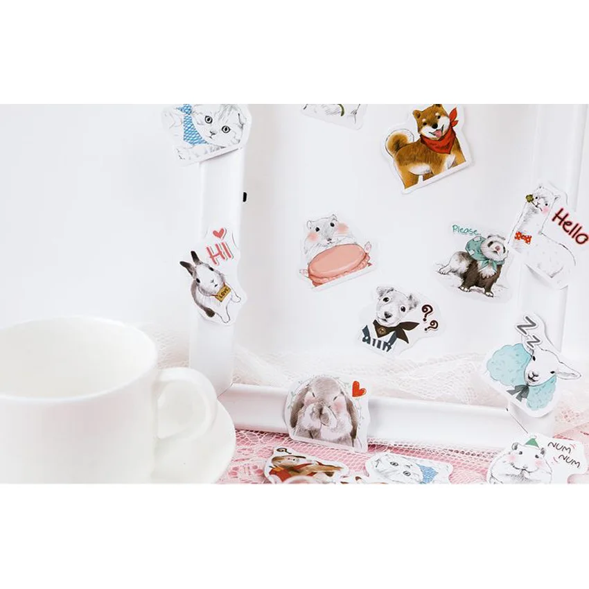 

45pcs/box CartoonPet Collection Paper Label Stickers Crafts And Scrapbooking Decorative Sticker DIY Lovely Stationery