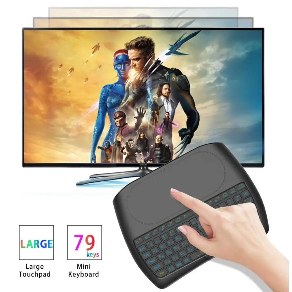Подсветка русская клавиатура D8 с подсветкой 7 цветов 2,4 ГГц Беспроводная мини клавиатура Air mouse тачпад контроллер для Android tv BOX