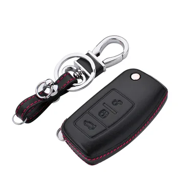 

Leather Key Case Protection Cover Key Decoration Box For Ford Focus 2 Fiesta MK7 Ecosport Folded Key Accessories