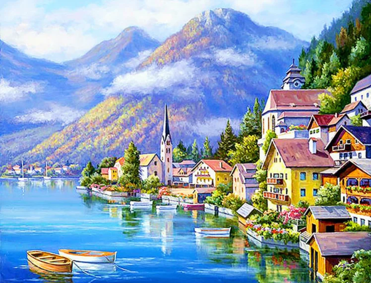 

Full circular 5D DIY Diamond Painting Seaside Landscape Diamond Embroidery Cross Stitch Diamond Rhinestone Home decoration