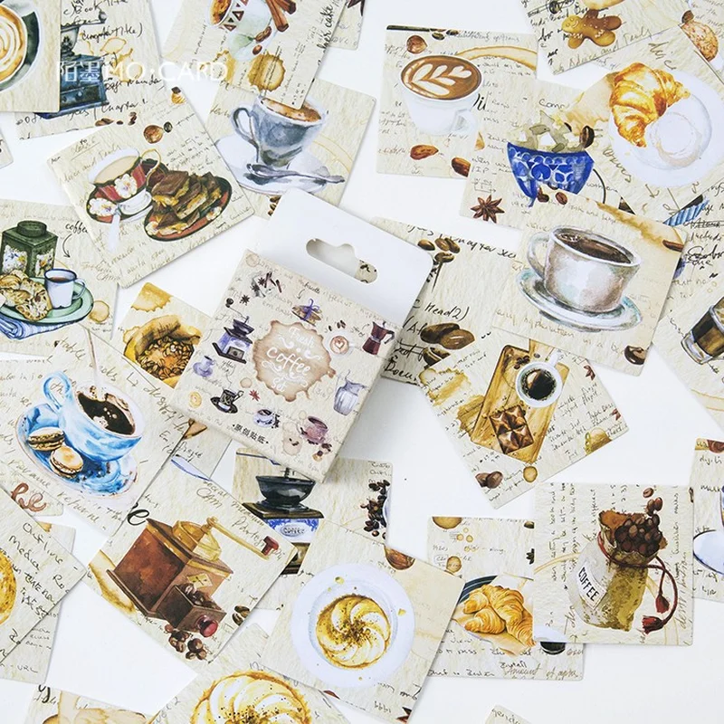 

45Pcs/Box Coffee Stickers Diy Gift Card Photo Album Diary Scrapbook Decoration Mini Stickers School Supplies Stationery Stickers