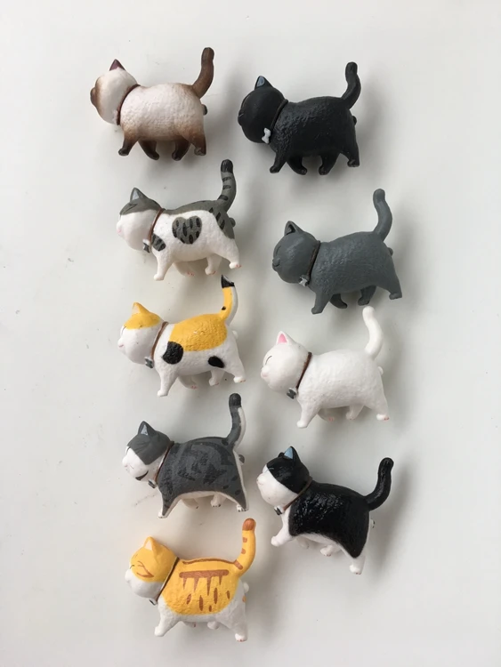 9PCS/LOT mini cat kawaii ACTOYS Japan Anime Lovely Bells Cat Holiday Gift action figure collectible model toys for kids