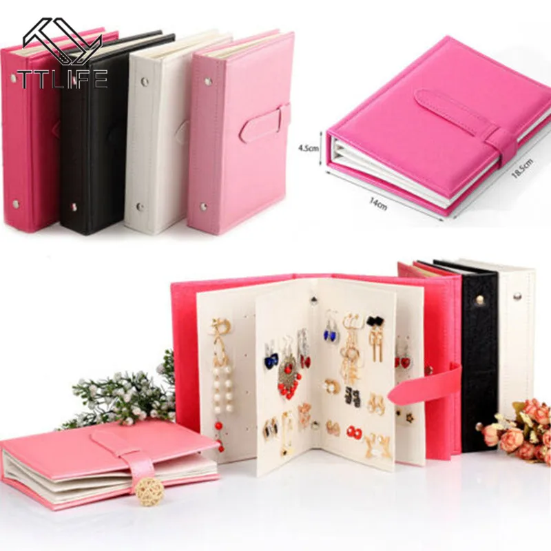 

TTLIFE Women Stud Earrings Collection Book PU Leather Earring Storage Box Creative Jewelry Display Holder Jewellery Organizer