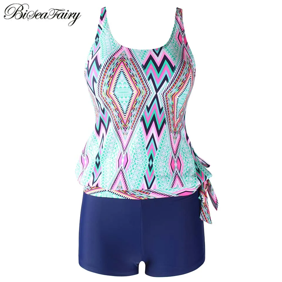 Женский купальник с высокой талией BISEAFAIRY летний купальный костюм из двух