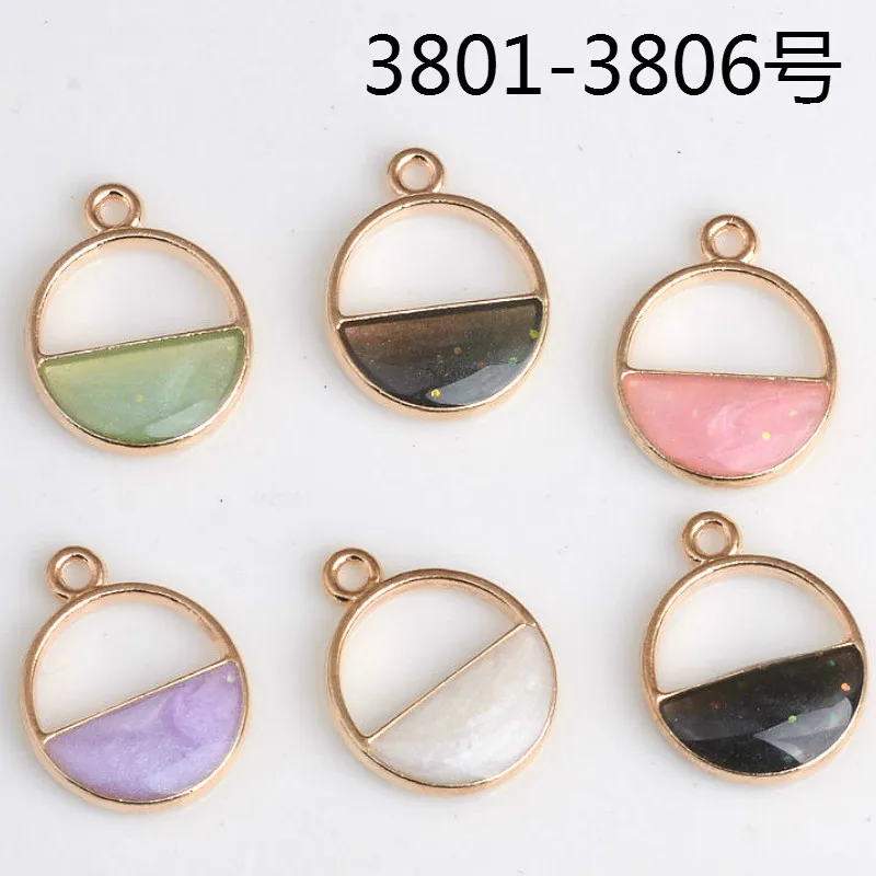 

New 50PCS Oil Drop Half Circle DIY Jewelry Bracelet Necklace Pendant Charms Gold Tone Enamel Floating Charm for Earring