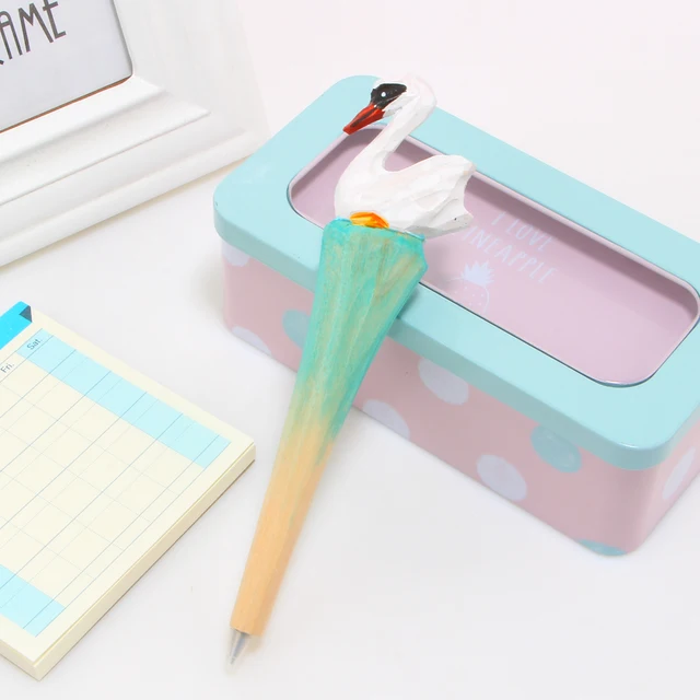 1pcs Novelty Creative Fashion Wood Swan Ballpoint Pen School Office 1pcs Novelty Creative Fashion Wood Swan Ballpoint Pen School Office Supplies Gifts For Kids Free Shipping
