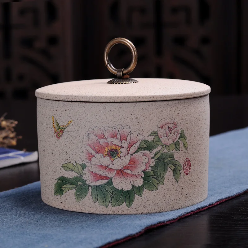 Китайский стиль винтаж ретро кунг-фу банка для чая хранения плотное уплотнение цветочной белой керамики чайные добавки использование в домашнем офисе чай Хо использование
