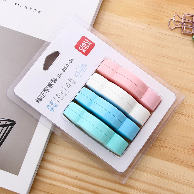

1 Pack 4 Pcs Cute Correction Tape Kawaii Stationery Office Tools Sticker Corrector Creative Cloud Stationery Deli 8154-04