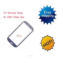 The wholesale price 20pcs/lot Pebbl-e Blue Touch Screen Outer Glass Lens For Samsung Galaxy S3 SIII i9300 Replacement Free Ship