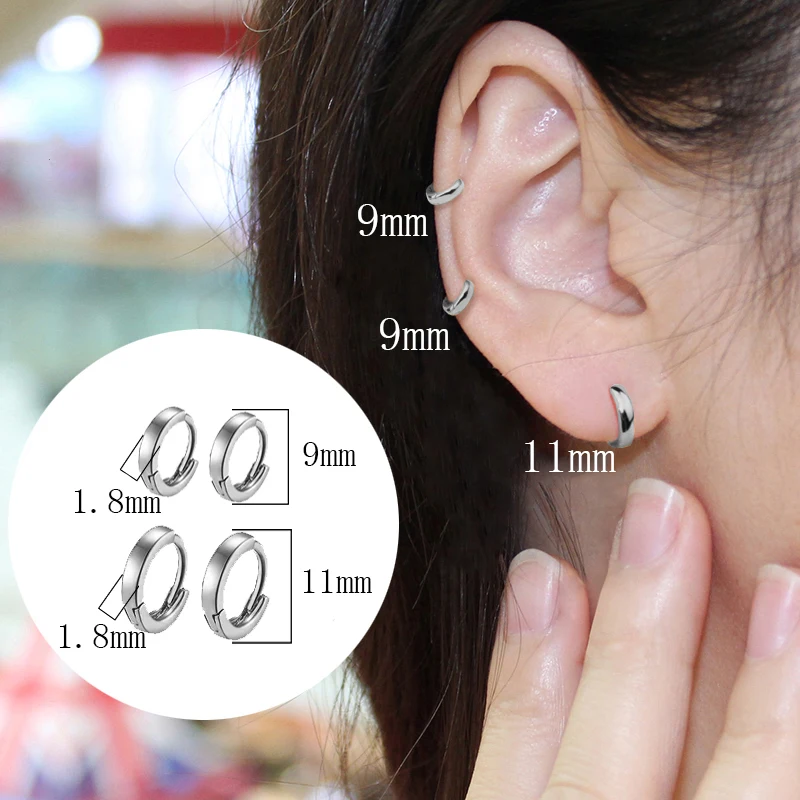 

Small Size Trend Simple Ear Smooth surface Hoop Earrings For Women Men Mini Small Hoop Earrings Ear Round Circle Earrings Hoops