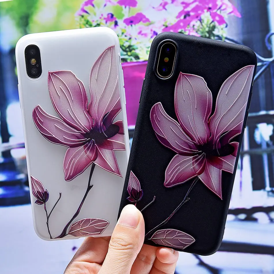 3D Silicone Relief Floral Case For iPhone XS Case For iPhone 2018 XS Plus Soft TPU Flower Matte Case Cover Phone Cases On        (17)