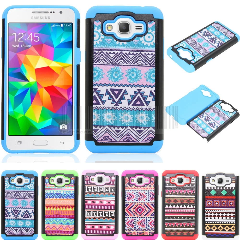 Anti-shock Rubber Tribal Totem Armor PC+Silicone Shockproof Soft Case For Samsung Galaxy J1 2016 J120 J120F Back Cover |