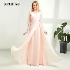 Vestido de festa длинное вечернее платье с шалью Новое поступление винтажное платье в пол без рукавов для выпускного вечера горячая распродажа - Цвет: rose pink