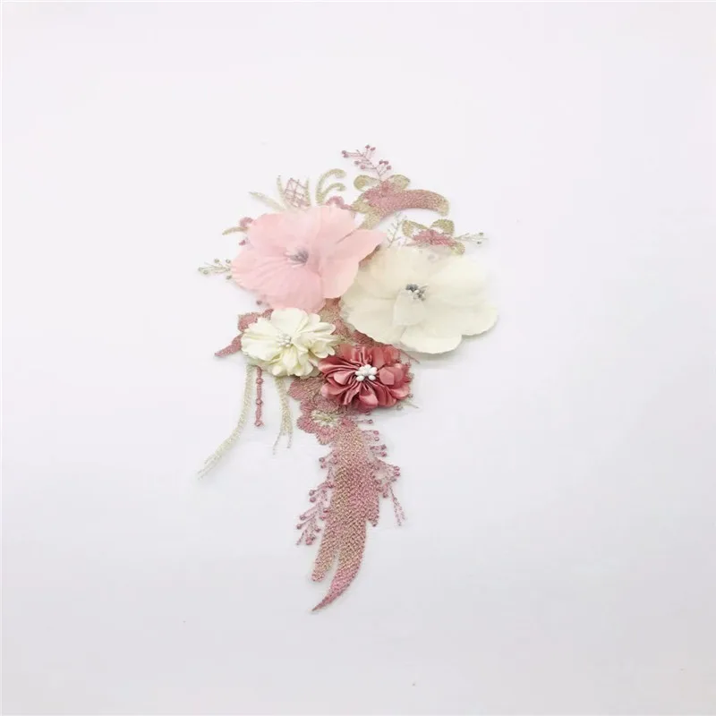 Вышитый цветок патч Вышивка бисером аппликация гипюровые нашивки для одежды свадебное платье