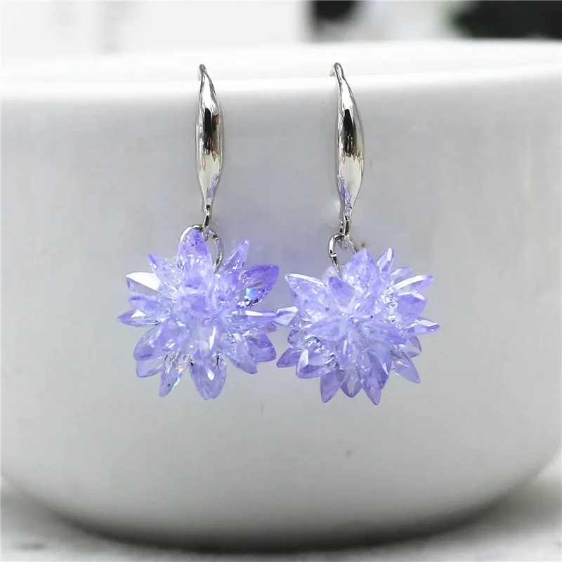 

2016 new fashion brand jewelry elegant style roud color CZ crystal drop earrings gold earring for women gift
