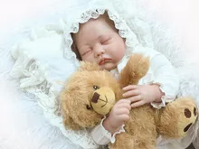 22″ sleeping reborn babies dolls teddy bear plush dolls silicone reborn dolls child girls toys birthday gift bebe alive boneca