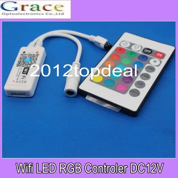 

Wifi LED RGB / RGBW Controler DC12V MIni Wifi + IR 24 Key Remote Controller for RGB / RGBW LED Strip