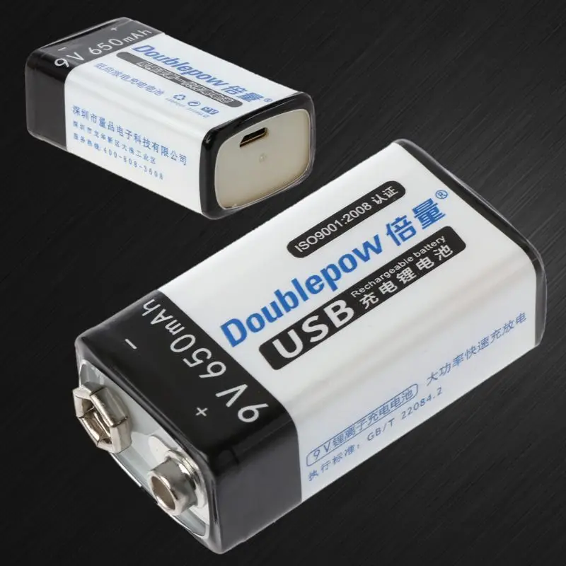

9V 650mAh Rechargeable Lithium Battery Micro Charge For Multimeter Microphone