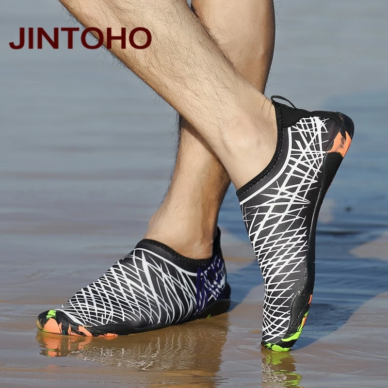 Лето jintoho Мужская водонепроницаемая обувь, дышащая мужская спортивная обувь, водонепроницаемая пляжная обувь