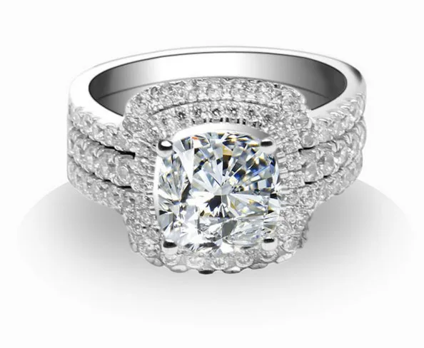 splendid rings set 925 sterling silver jewelry white gold color 3ct cushion cut synthetic diamonds wedding bands rings set - Cheap Diamond Wedding Rings splendid rings set 925 sterling silver jewelry white gold color 3ct cushion cut synthetic diamonds wedding bands rings set - Cheap Diamond Wedding Rings