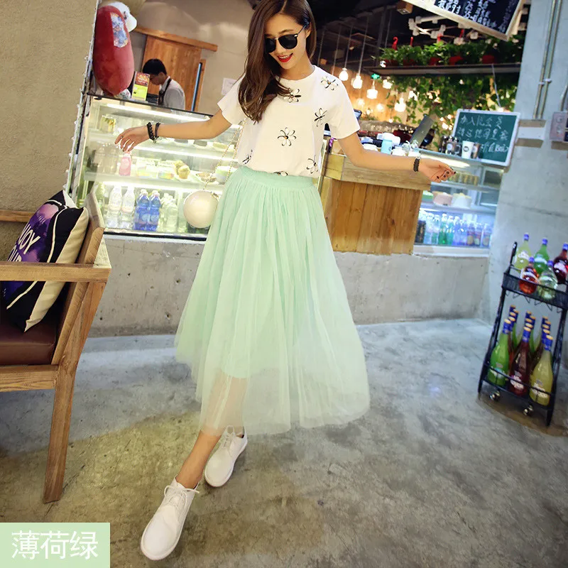 

New Sweet Summer Bubble Skirt Sexy Splice Multi-layer Skirt Women's Casual Long Skirts Bohemian Ball Gown Female Bottom Skirt