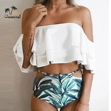 Купальники Для женщин Высокая Талия сексуальный купальник бикини Для женщин купальники рябить Винтаж бандо полосатый снизу комплект бикини купальные костюмы купальник женский раздельный купальники женские купальники