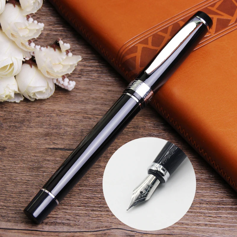 

1PC New Creative Black Carving Pattern Calligraphy Fountain Pens Stationery Office School Supplies Metal Pen Gift Pens