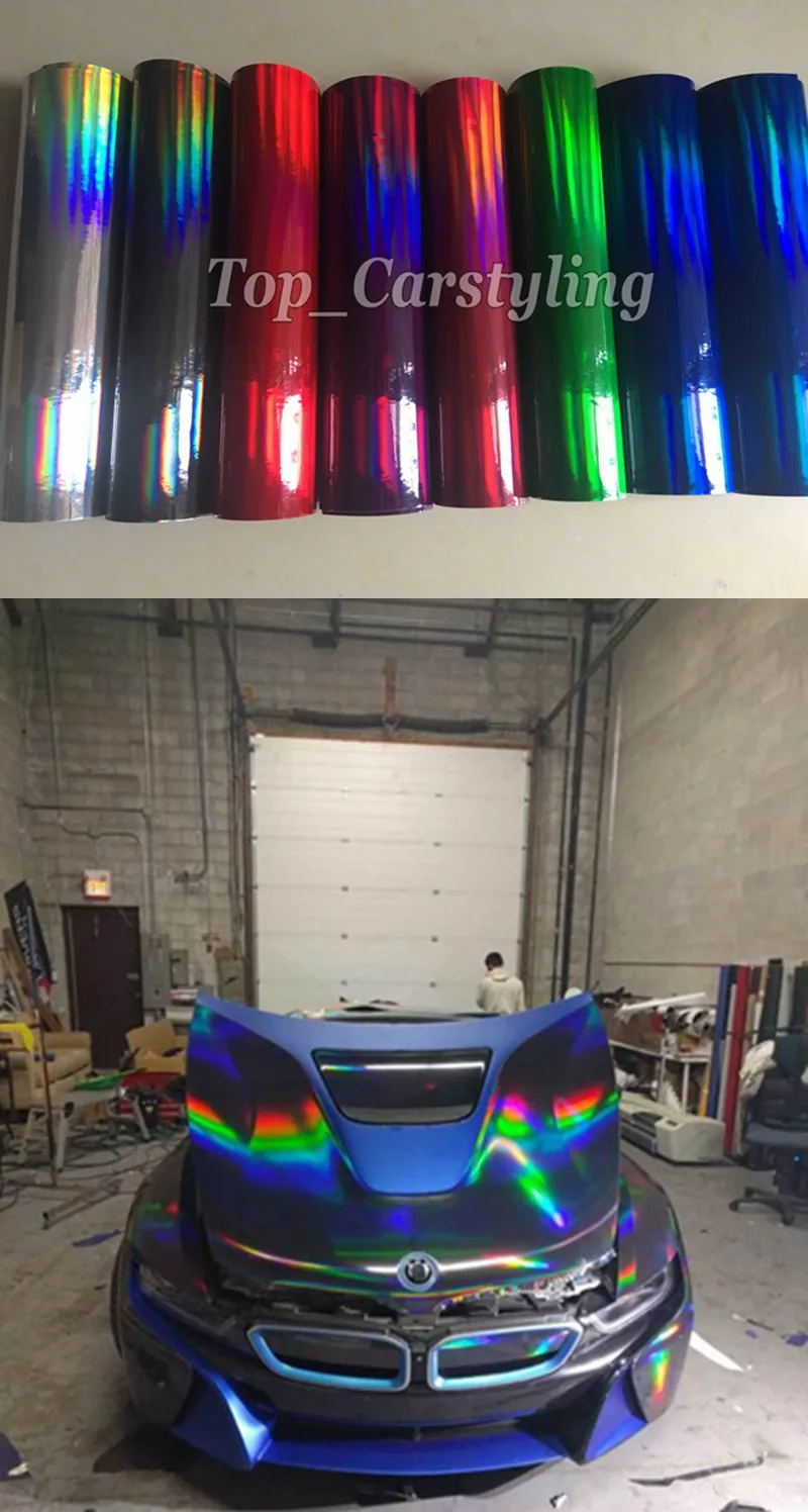 

Various Color Neo holographic chrome Vinyl Wrap for full car body wrap with Bubble Free hologram laser Size 1.52x20m PROTWRAPS