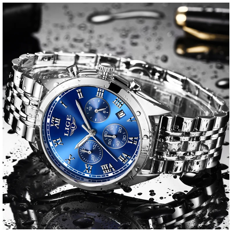 2018 LIGE Watch Men Chronograph Fashion Quartz Clock Mens Watches Top Brand Luxury Business Waterproof Watch Relogio Masculino