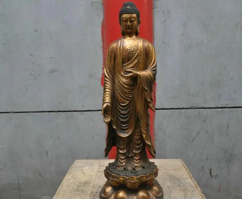 

free 26 " Tibetan Buddhist Bronze Shakyamuni Mahavairocana Buddha Sculpture Statue fast