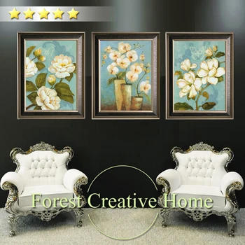 

Classic oil paintings beautiful orchid vase 3 pcs home decor pictures printing canvas art poster art canvas painting wall