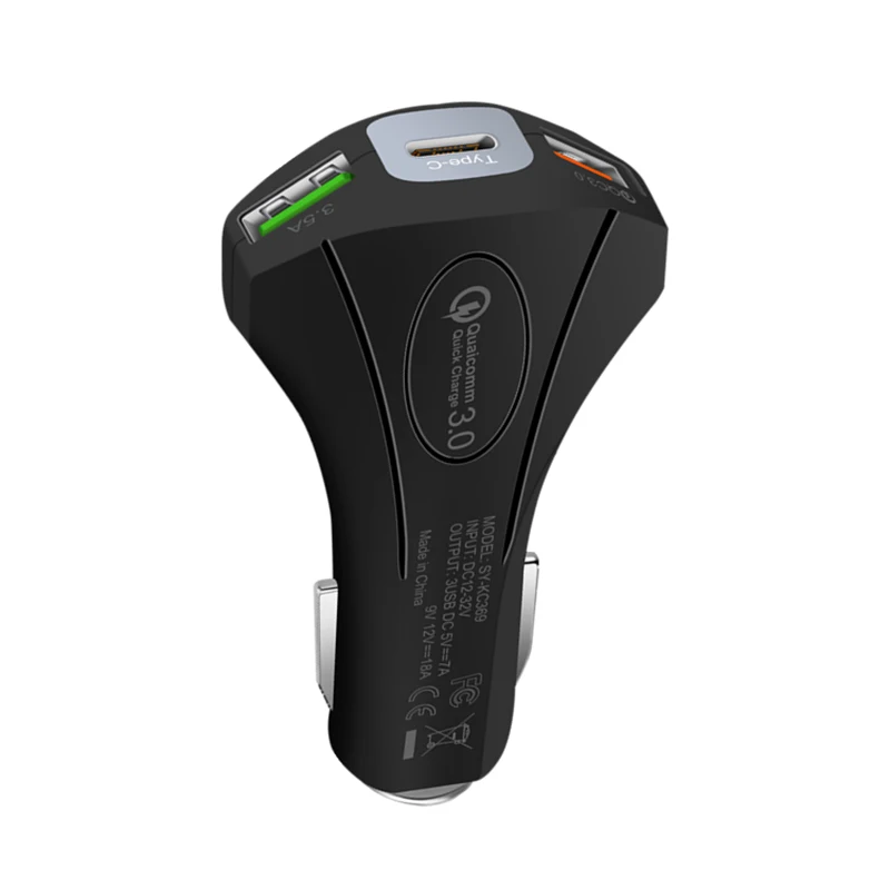 08QC3.0 Fast Charge Car Charger 3 Port Type-C QC3.0 3.5A Port Car Mobile Phone Adapter