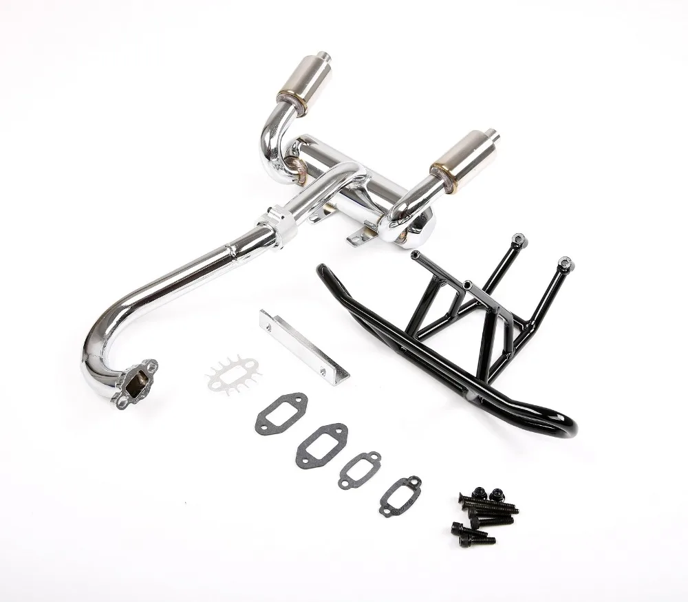 Mute double-row EXHAUST PIPE kit AND BUMPER KIT for 1/5 rovan v5 truck RC CAR parts