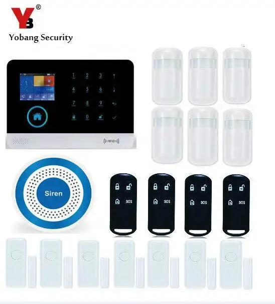 Yobangsecurity сенсорной клавиатурой WI-FI gsm охранных Системы Android IOS APP Дым пожарный детектор движения PIR магнит двери Сенсор