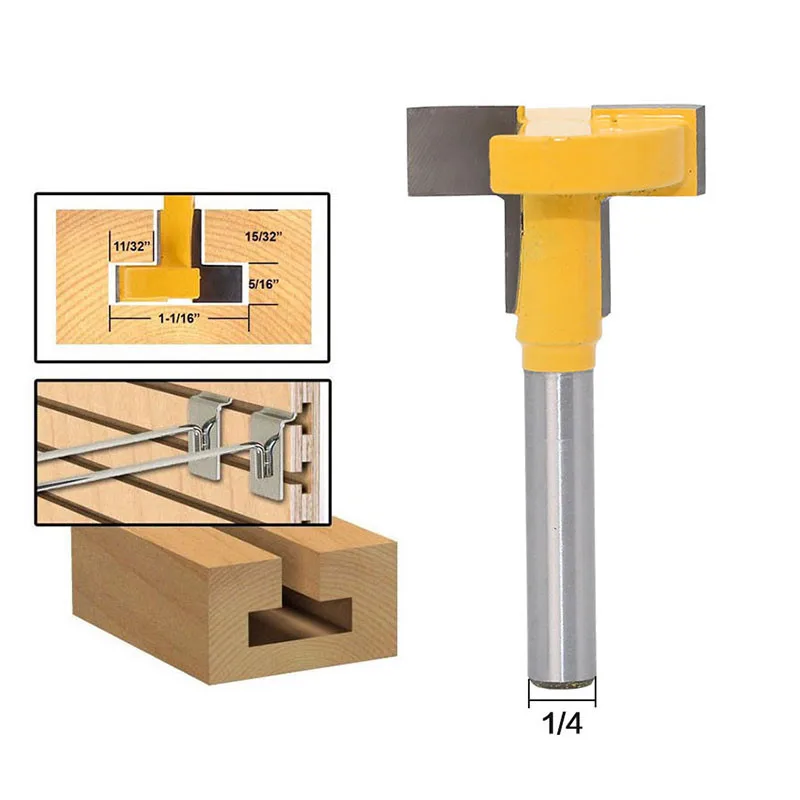 

6.35mm/8mm/12.7mm Shank T-slot Router Bit Woodworking Tool T-Track Slotting Set Woodworking Chisel Cutter Milling Wood Cutters