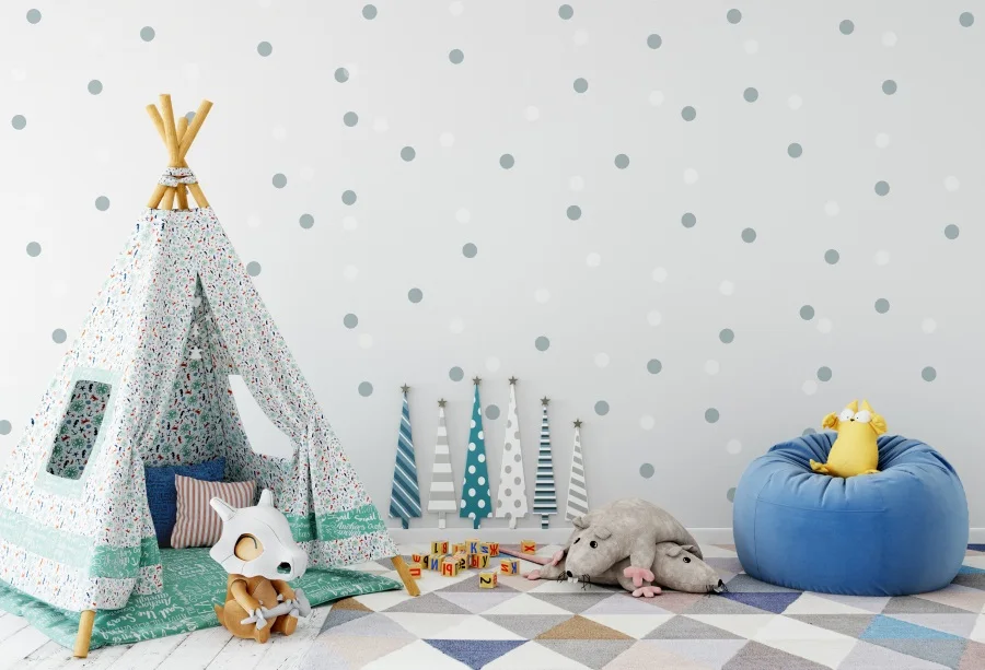 Laeacco Baby Playroom Toys Wigwam Tent Dots Wall Birthday Party