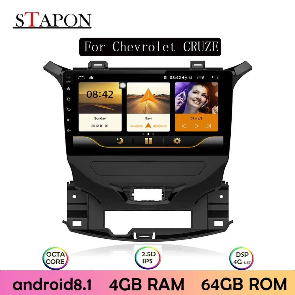 STAPON 9 дюймов для Chevrolet CRUZE 2015 Android 8 1 4GBRAM + 64GBROM ips DSP 4G Автомобильный мультимедийный