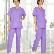 Женский медицинский скраб наборы медсестра больницы формы f хлопка лаборатории Стоматологическая клиника салон красоты спецодежды Slim Fit 2052