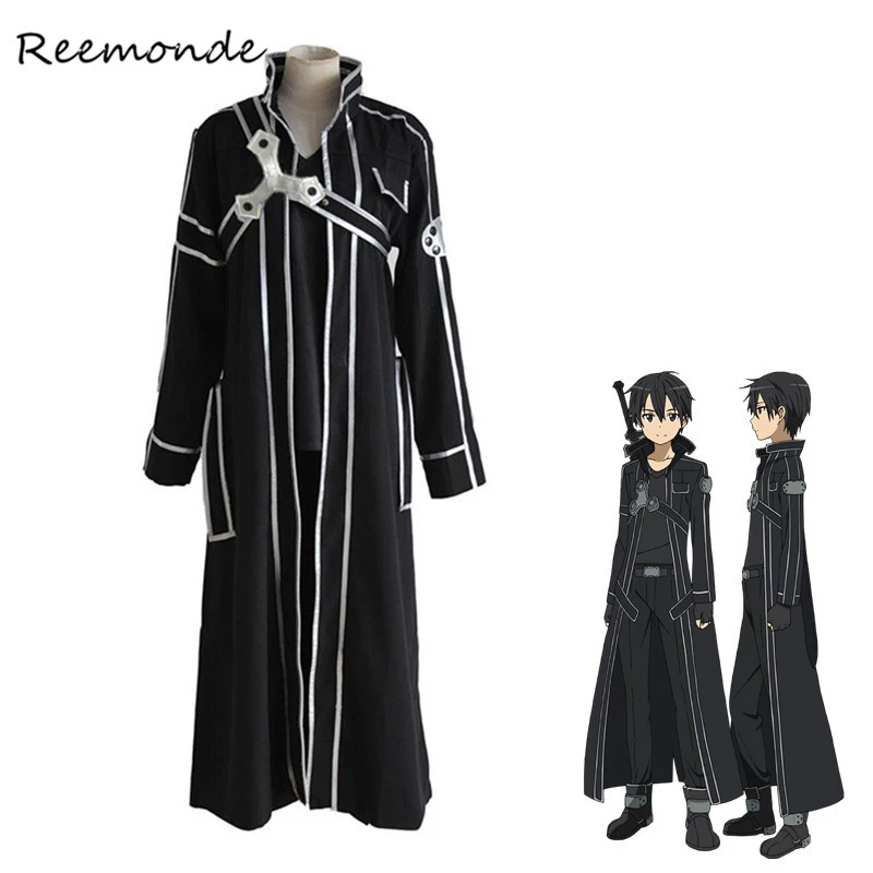 アニメソードアートオンラインキリトコスプレ衣装合成かつら人毛sao和人服フルセット男性のためのハロウィーン Anime Costumes Aliexpress