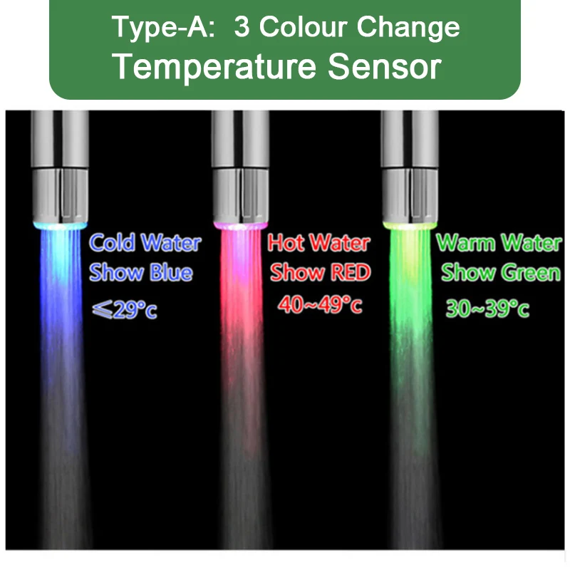 =(K) = Светодиодный водопроводный кран температуры RGB цвет кран аэратор воды лампа для регулирующего крана светодиодный для кухонного крана Grifo светодиодный аэратор musluk - Цвет: RGB Temperature Sens