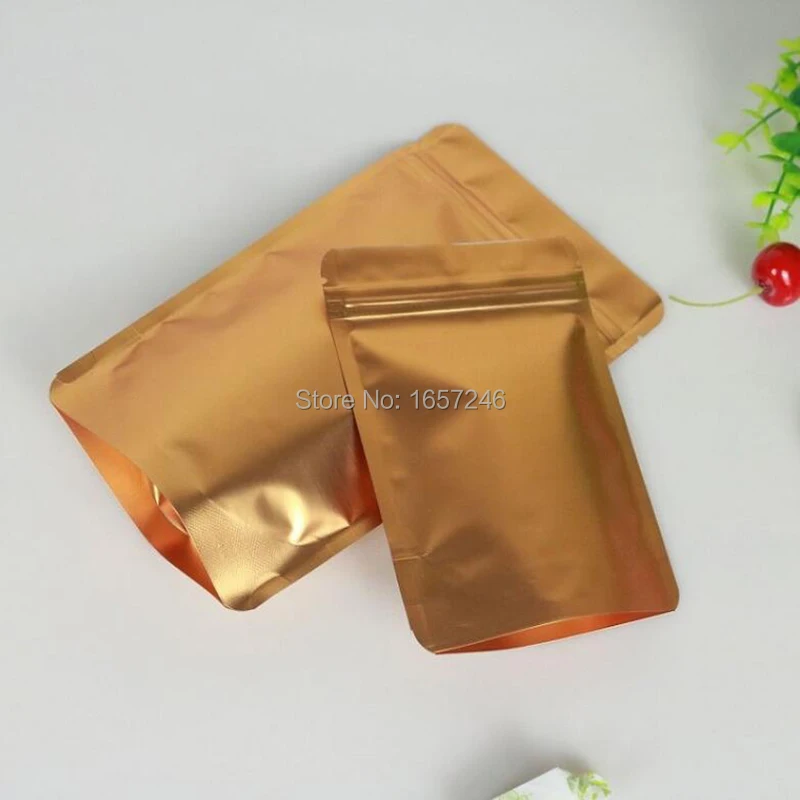 500 шт./лот встать двойной золотой Алюминий Фольга Zip Lock себя печать Еда хранения упаковки мешки Mylar Фольга кукурузы Doypack вечерние чехол