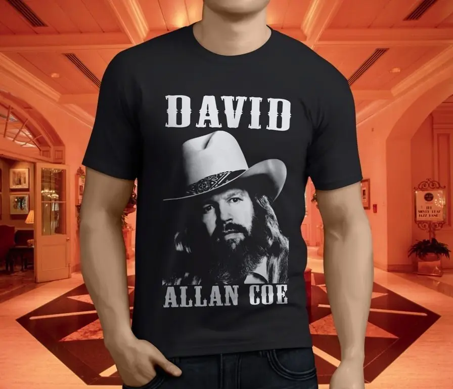 Limited Edition New Popular DAVID ALLAN COE POSTER Men's Black T-Shirt | Мужская одежда
