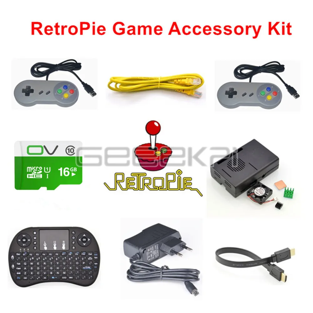 Geeekpi retropie игры Интимные аксессуары комплект с 16 ГБ SD Card + snes Игровые Пульты ДУ для