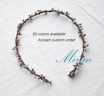 

10 PCS Handmade Rustic Light gray Pip Berries Twine Wreath Flower Crown Festivals Feminine Whimsical Fresh Cute Christmas Gift