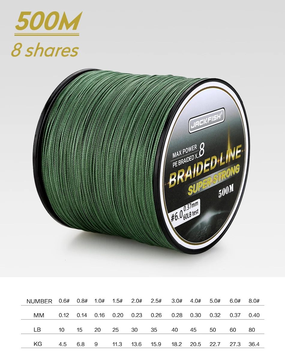 Linha de Pesca Linha de Pesca para a Carpa Equipamento de Pesca de Água Jackfish Strand Trançado 10-80lb 500m Multifilament para a Carpa Salgada 8 pe 1 Cheap Linhas de pesca