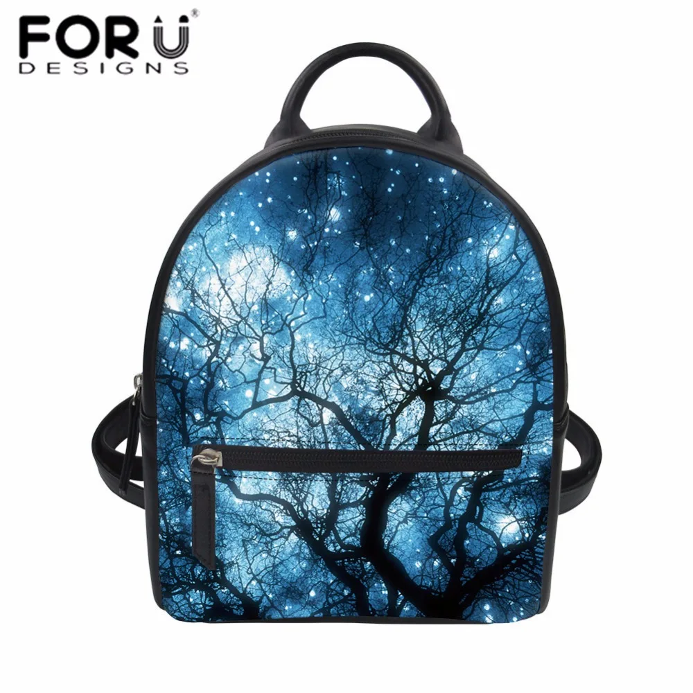 

FORUDESIGNS Women PU Leather Backpack Galaxy Space Star Print Mini Rucksack for Teenager Girls Fashion Travel Daypack Mochila