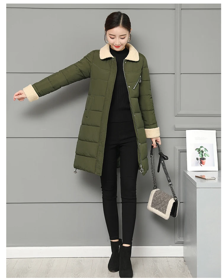 Women Jacket Winter Coats Long Outwear Jackets Cotton Padded Clothing Zipper Warm Winter Jacket 2018 Korean Ladies Coat CH642 (17)
